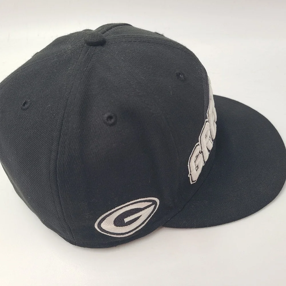 Green Bay Packers Hat Fitted 7 1/2 New Era 59Fifty Black‎ White NFL Football Men
